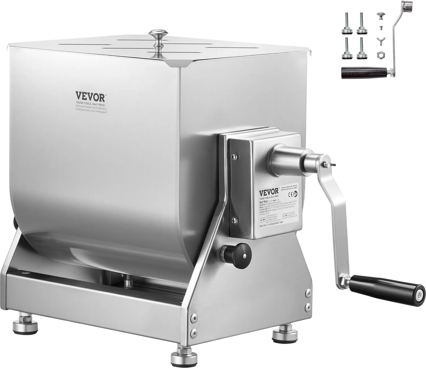 Vevor Manual Meat Mixer 40L Tilt Tank Stainless Steel with Gearbox New
