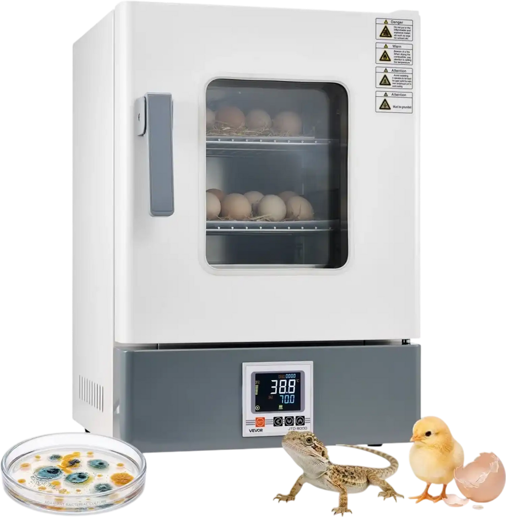 VEVOR Laboratory Incubator 5.3 Gal / 20 L Microbiological Lab Incubator, For Petri Dishes, Room Temp+41℉ to 158℉ PID Temperature Control, with Digital Panel and Glass Door, Constant Temperature