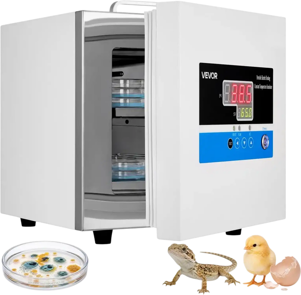VEVOR Laboratory Incubator 1.6 Gal / 6 L Microbiological Lab Incubator, For Petri Dishes, Room Temp+41℉ to 149℉ PID Temperature Control, Compact & Portable, Digital Panel, Constant Temperature