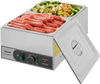 VEVOR Commercial Food Warmer, 1200W Electric Stainless Steel Steam Food Warmer, Fast Heating Countertop Buffet Bain Marie with Two 1/2 Size Food Pans, for Catering, Restaurants, Parties & Buffets