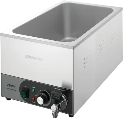 VEVOR Commercial Food Warmer, 1200W Electric Stainless Steel Steam Food Warmer, Fast Heating Countertop Buffet Bain Marie with Detachable Power Cord, for Catering, Restaurants, Parties & Buffets