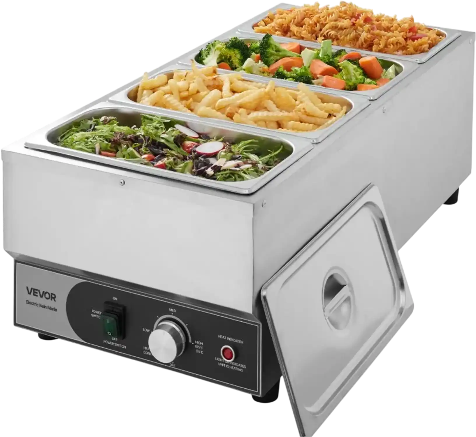 Vevor Food Warmer Electric Countertop Buffet Bain Marie with 4 x 1/3 Size Pans 1500W New