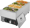 VEVOR Commercial Food Warmer, 1500W Electric Stainless Steel Steam Food Warmer, Fast Heating Countertop Buffet Bain Marie with Four 1/3 Size Food Pans, for Catering, Restaurants, Parties & Buffets