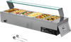 VEVOR Commercial Food Warmer, 1500W Electric Stainless Steel Steam Food Warmer with Glass Cover, 6 x 1/3 Size Pans Buffet Bain Marie with Soup & Perforated Ladles, for Catering, Restaurant & Party