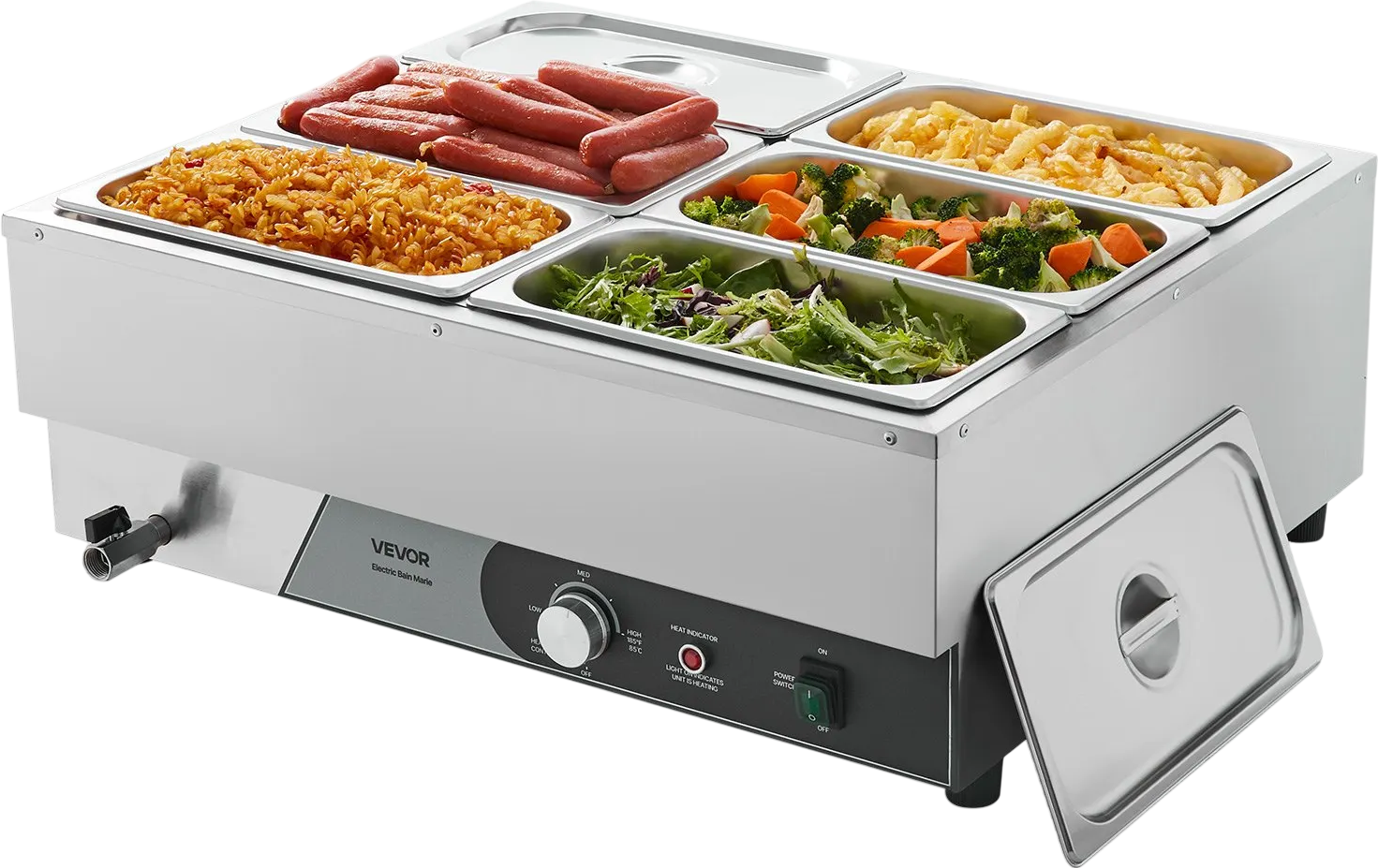 Vevor Commercial Food Warmer Steam Table with Six 1/3-Pans Stainless Steel 1500W New