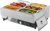 VEVOR Commercial Food Warmer, 1500W Electric Stainless Steel Steam Food Warming with Lid, Fast Heating Countertop Buffet Bain Marie with Six 1/3 Size Food Pans, for Catering, Restaurant and Party