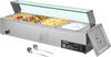 VEVOR Commercial Food Warmer, 1500W Electric Stainless Steel Steam Food Warmer with Glass Cover, 4-Pan Countertop Buffet Bain Marie with Soup & Perforated Ladles, for Catering, Restaurant & Party