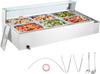 VEVOR 6-Pan Commercial Food Warmer, 6 x 8QT Electric Steam Table with Glass Cover, 1500W Countertop Stainless Steel Buffet Bain Marie 86-185°F Temp Control for Catering, Restaurants, Silver