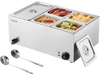 VEVOR 24QT Commercial Food Warmer, 5-Pan Electric Steam Table, 1200W Professional Countertop Stainless Steel Buffet Bain Marie with 86-185°F Temp Control for Catering, Buffet, Parties, Restaurants