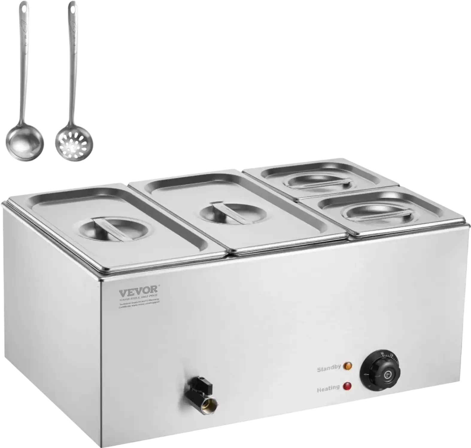 Vevor Food Warmer 4-Pan 16.4 qt Countertop Bain Marie New
