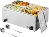 VEVOR 24QT Commercial Food Warmer, 4-Pan Electric Steam Table, 1200W Professional Countertop Stainless Steel Buffet Bain Marie with 86-185°F Temp Control for Catering, Buffet, Parties, Restaurants