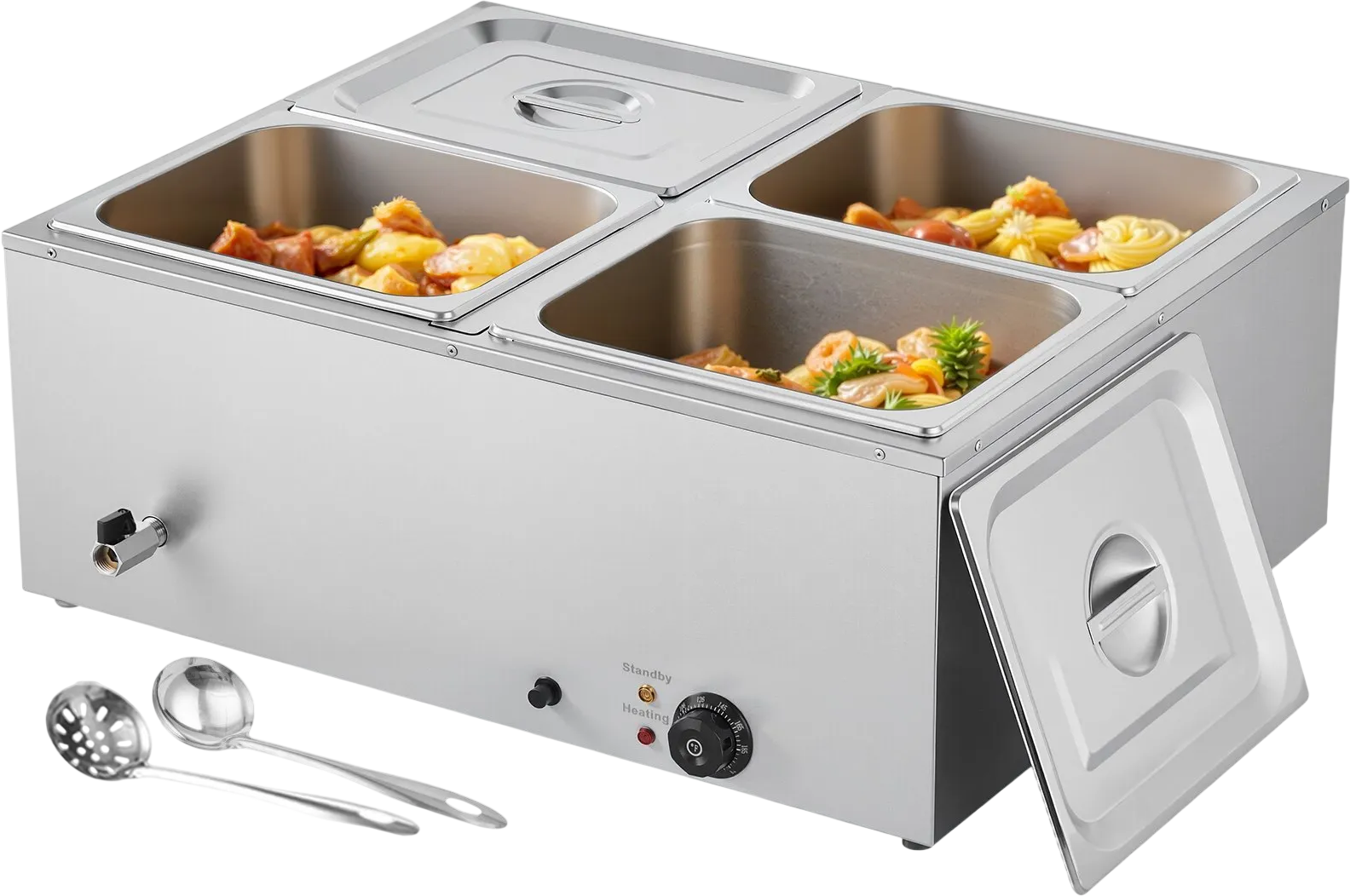 Vevor Commercial Food Warmer 4-Pan Countertop Steam Table Stainless Steel 1500W New