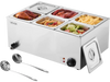 VEVOR 24QT Commercial Food Warmer, 6-Pan Electric Steam Table, 1200W Professional Countertop Stainless Steel Buffet Bain Marie with 86-185°F Temp Control for Catering, Buffet, Parties, Restaurants