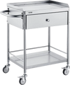VEVOR Medical Cart, 2-Layer Stainless Steel Cart 220 lbs Weight Capacity, Lab Utility Cart with 360° Silent Wheels and a Drawer for Lab, Clinic, Kitchen, Salon