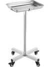 VEVOR Mayo Stand, Stainless Steel Mayo Tray, Load Capacity up to 35 lbs, Adjustable Height 25.2"-39.8", Medical Tray on Wheels with Removable Tray for Spa, Salon, Clinic, Personal Care