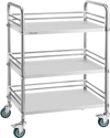 VEVOR Stainless Steel Cart, 3-Tier Rolling Lab Utility Cart with Lockable Wheels, Medical Serving Trolley Clinic Tray, Heavy Duty Mobile Service Storage Tray for Hospital, Restaurant, Kitchen, Salon