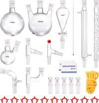 VEVOR Lab Distillation Kit, 3.3 Boro Lab Glassware Distillation Kit with 24, 40 Joint, 1000ml Essential Oil Distillation Apparatus Kit, 29 pcs Set of Glassware Equipment