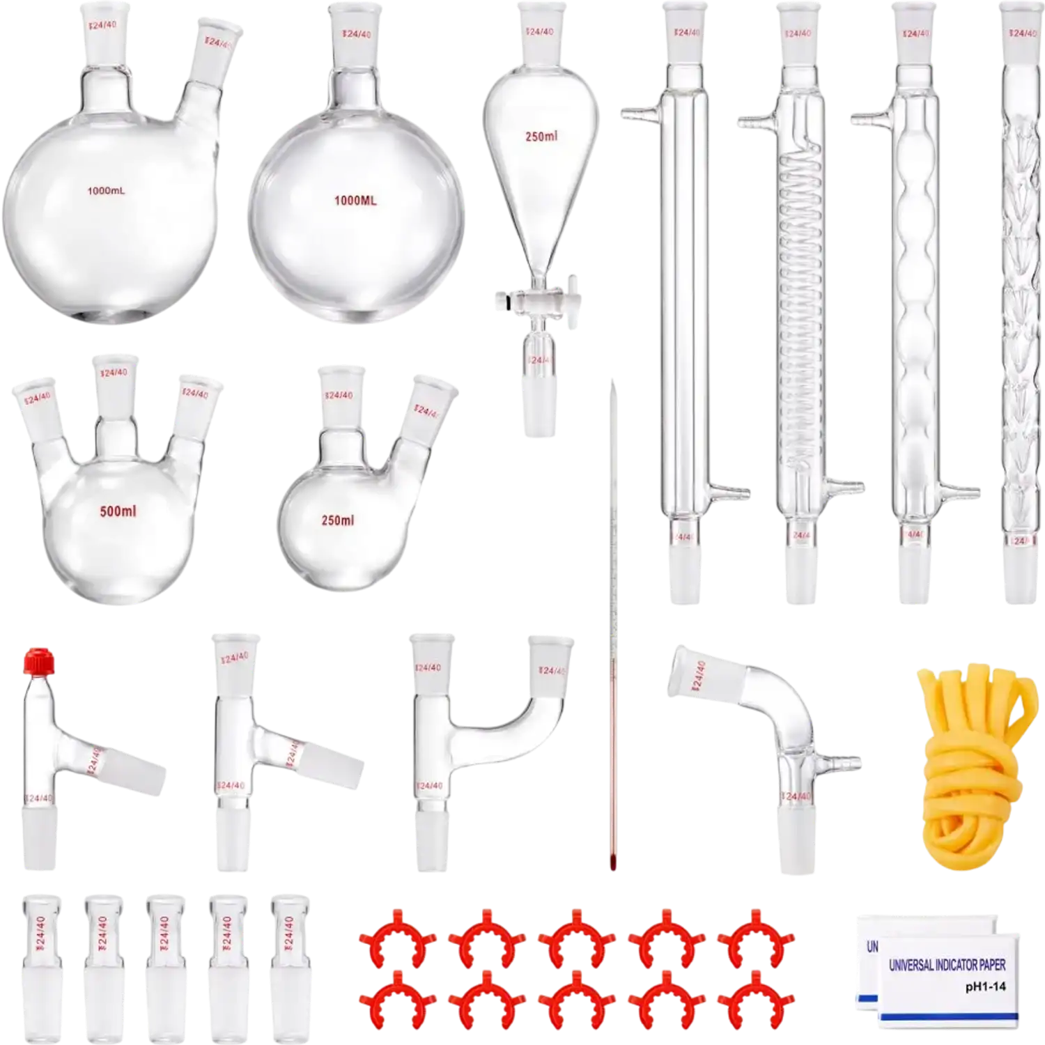Vevor Lab Distillation Kit 1000 ml 32-Pc Borosilicate Glassware Set New