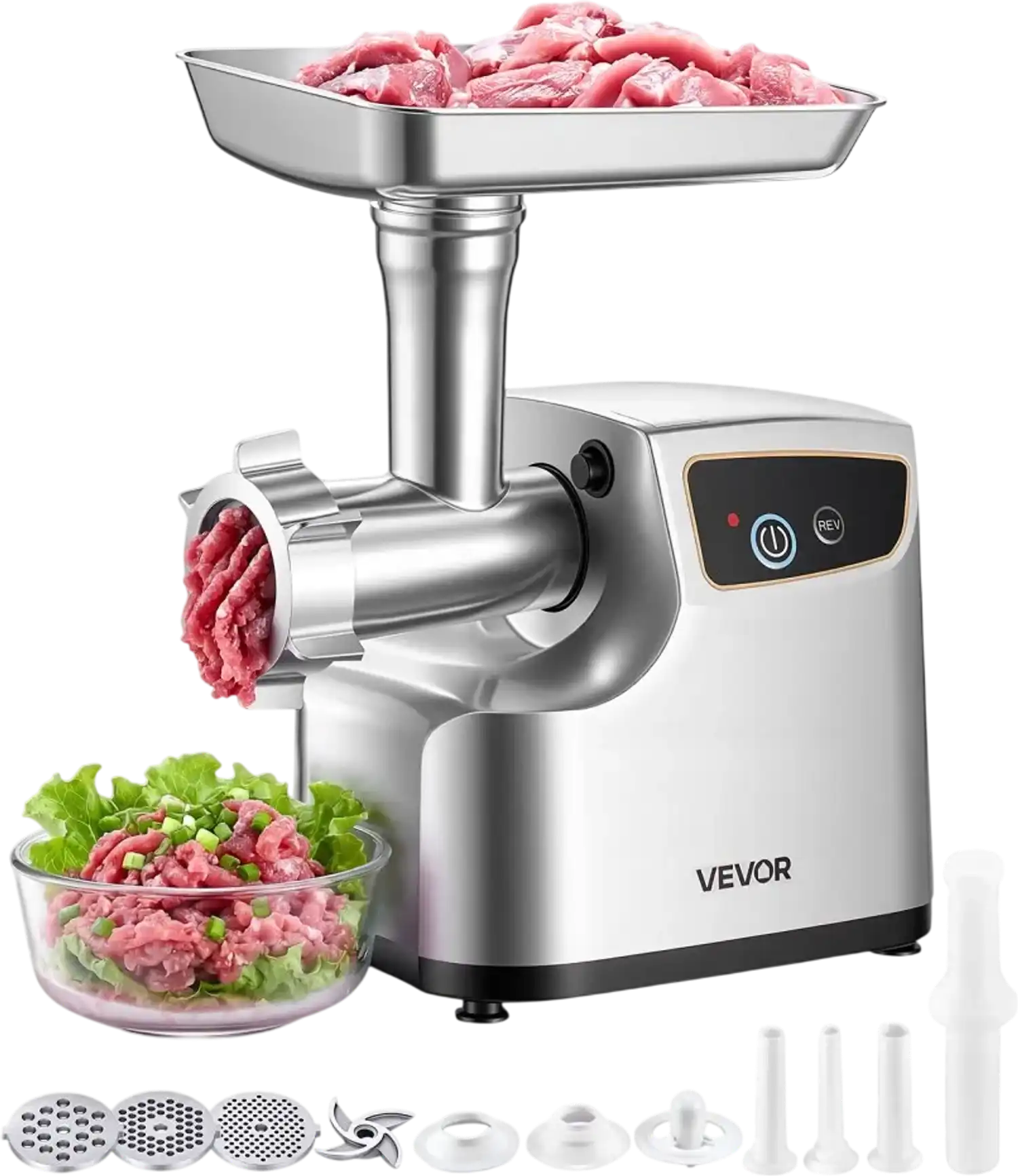 Vevor Meat Grinder Electric #8 5 lbs/Min Sausage Stuffer with 3 Plates & Kubbe Kit New