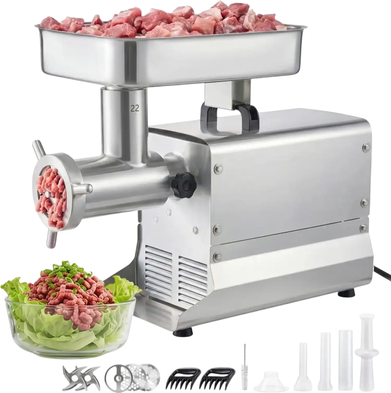 Vevor Meat Grinder Commercial Electric #22 13 lbs/min Stainless Steel Sausage Maker New