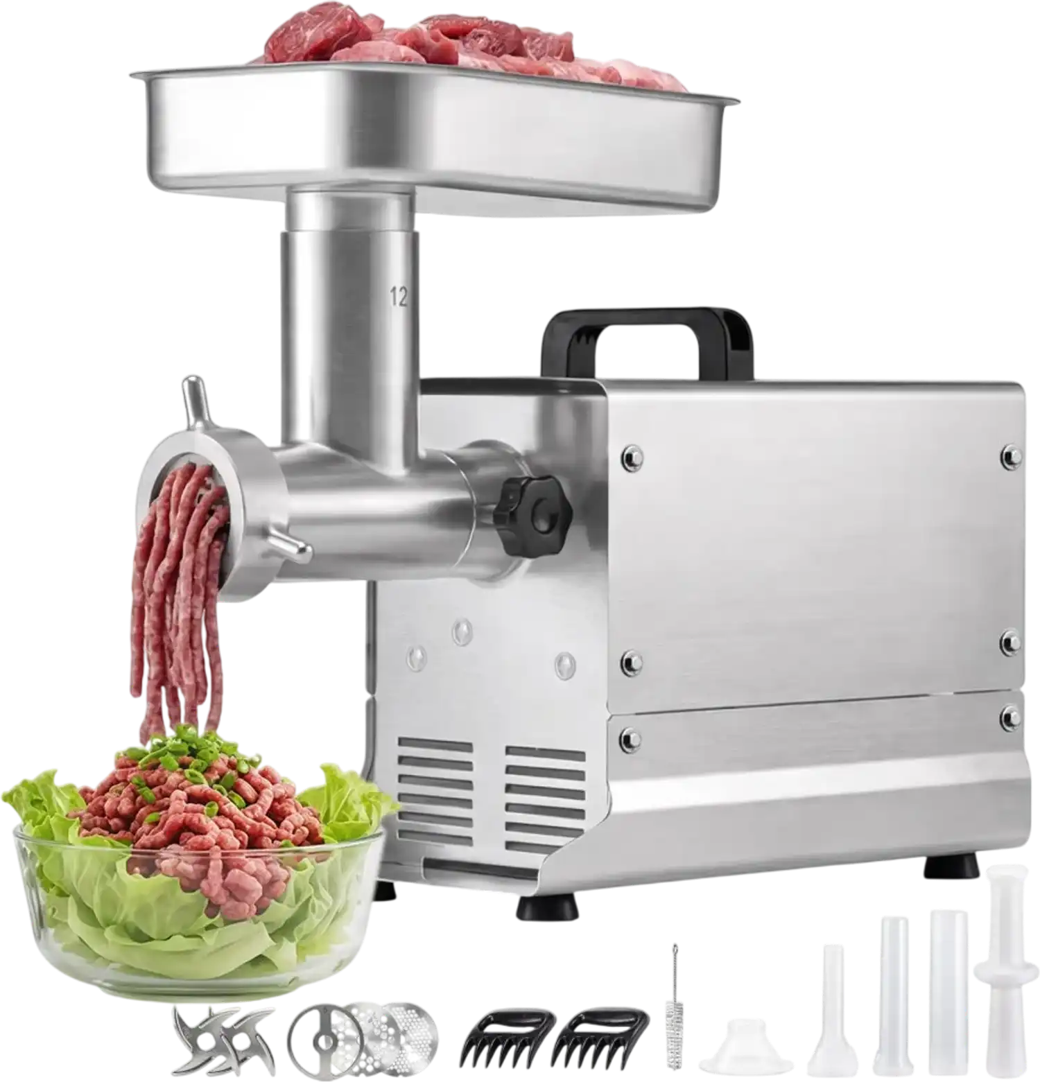 Vevor Meat Grinder Commercial Electric #12 11 lbs/Min Stainless Steel Sausage Maker New