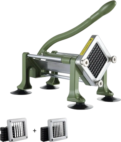 VEVOR French Fry Cutter, Potato Slicer with 1/2-Inch and 3/8-Inch Stainless Steel Blades, Manual Potato Cutter Chopper with Suction Cups, Great for Potato, French Fries, Cucumber, Vegetables, Carrot