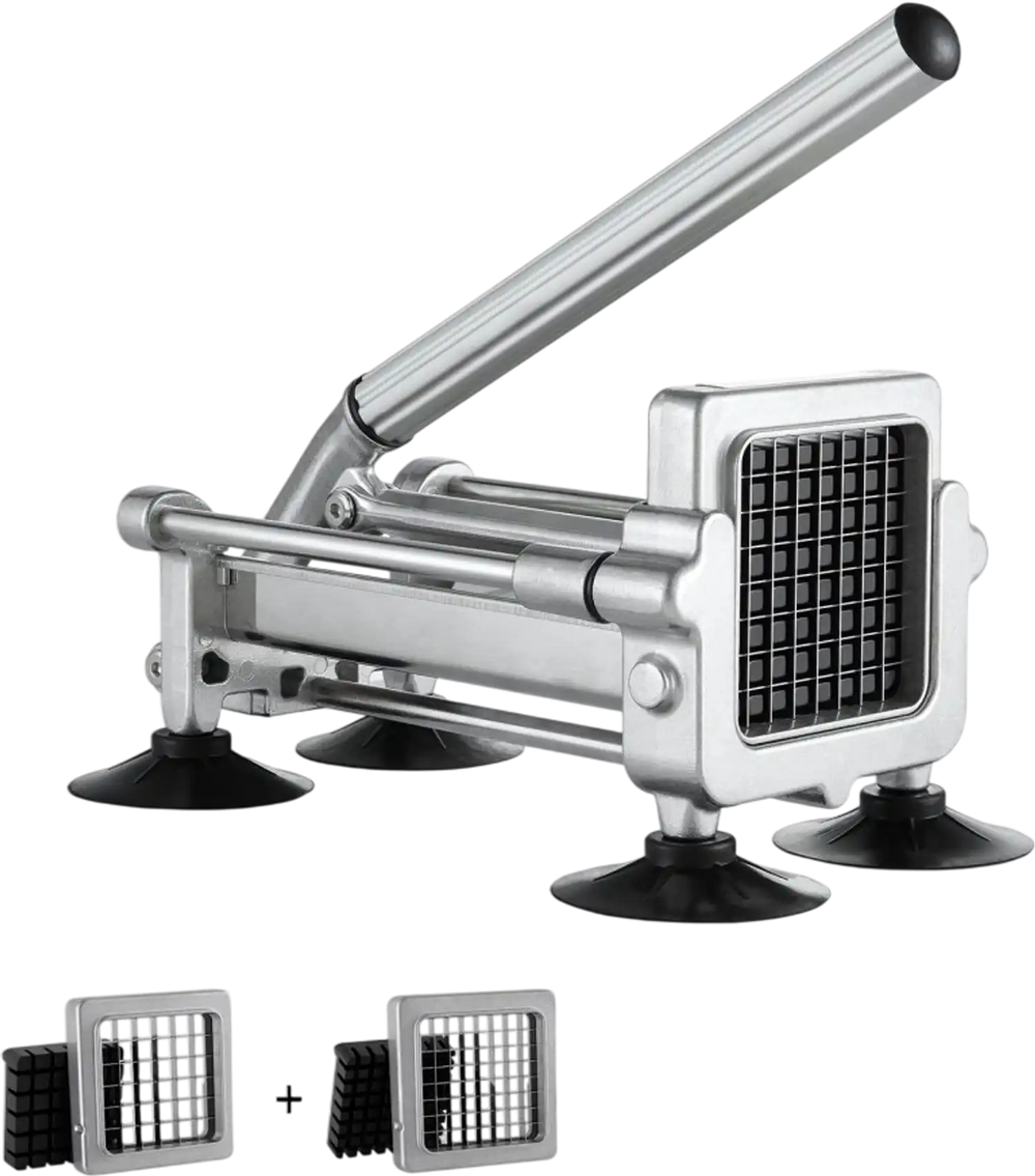 VEVOR French Fry Cutter, Potato Slicer with 1/2-Inch and 3/8-Inch Stainless Steel Blades, Manual Potato Cutter Chopper with Suction Cups, Great for Potato, French Fries, Cucumber, Vegetables, Carrot
