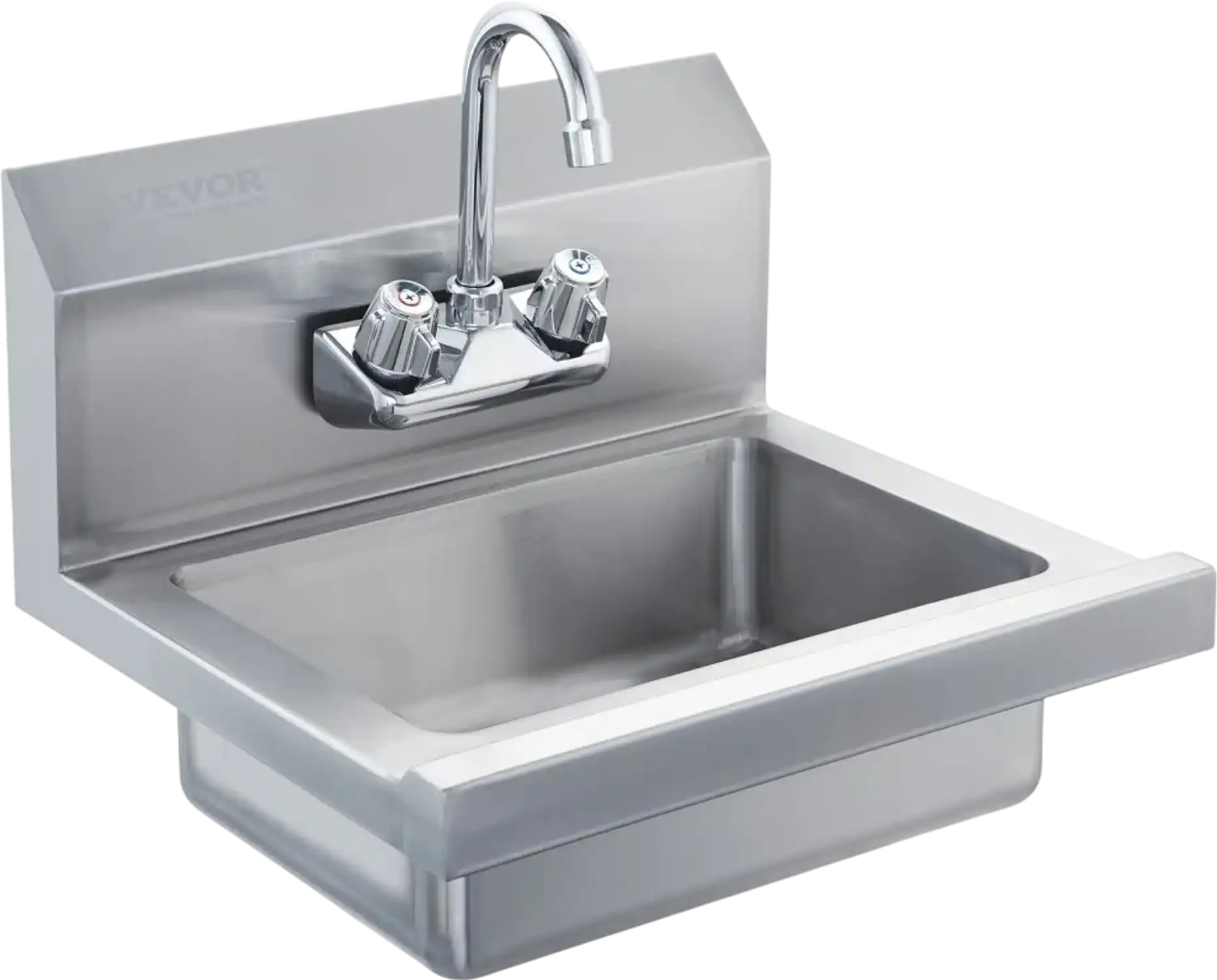 Vevor Hand Sink Commercial Wall Mount Stainless Steel Utility Basin with Faucet 17