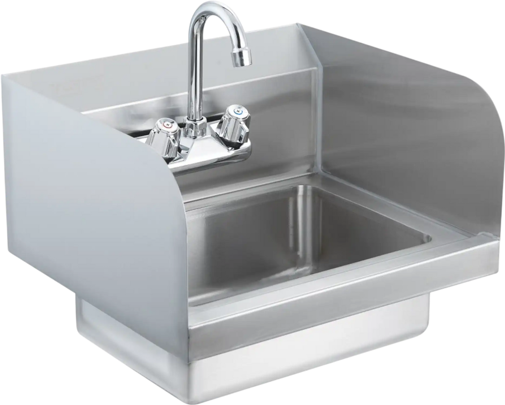 VEVOR Commercial Hand Sink with Faucet and Side Splash, Stainless Steel Sink for Washing, Small Hand Washing Sink, Wall Mount Hand Basin for Restaurant, Kitchen, Bar, Garage and Home, 17x12.8 inch