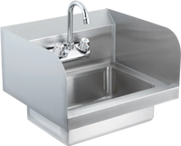 VEVOR Commercial Hand Sink with Faucet and Side Splash, Stainless Steel Sink for Washing, Small Hand Washing Sink, Wall Mount Hand Basin for Restaurant, Kitchen, Bar, Garage and Home, 17x12.8 inch