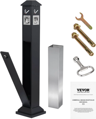Vevor Cigarette Butt Receptacle Weatherproof Outdoor Ashtray with 4 Openings Black New