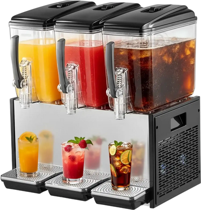 Vevor Commercial Beverage Dispenser 3 x 12 L Stainless Steel Juice Drink Machine New