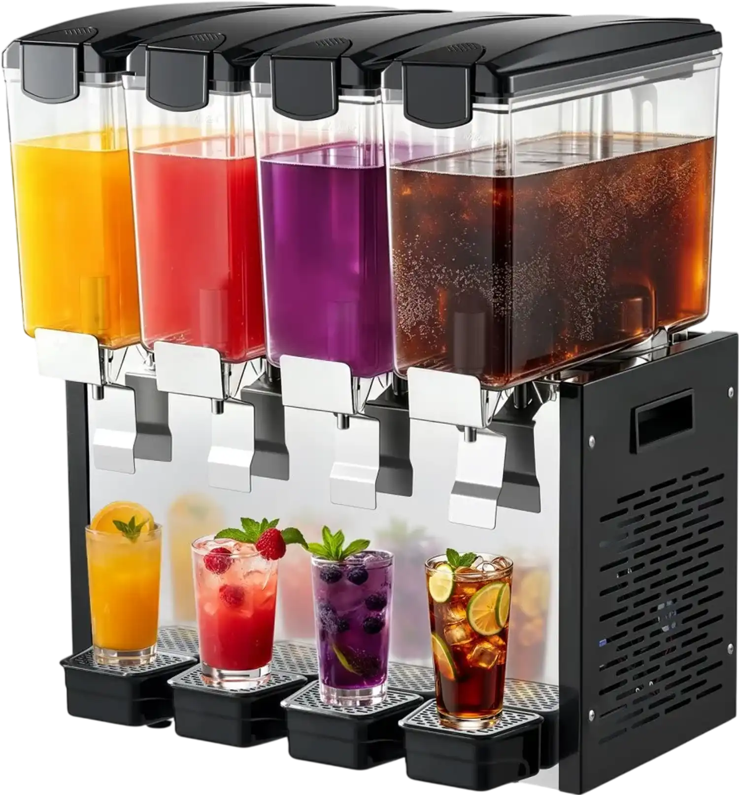 Vevor Beverage Dispenser Commercial 4-Tank 10 L Stainless Steel Juice Drink Machine New