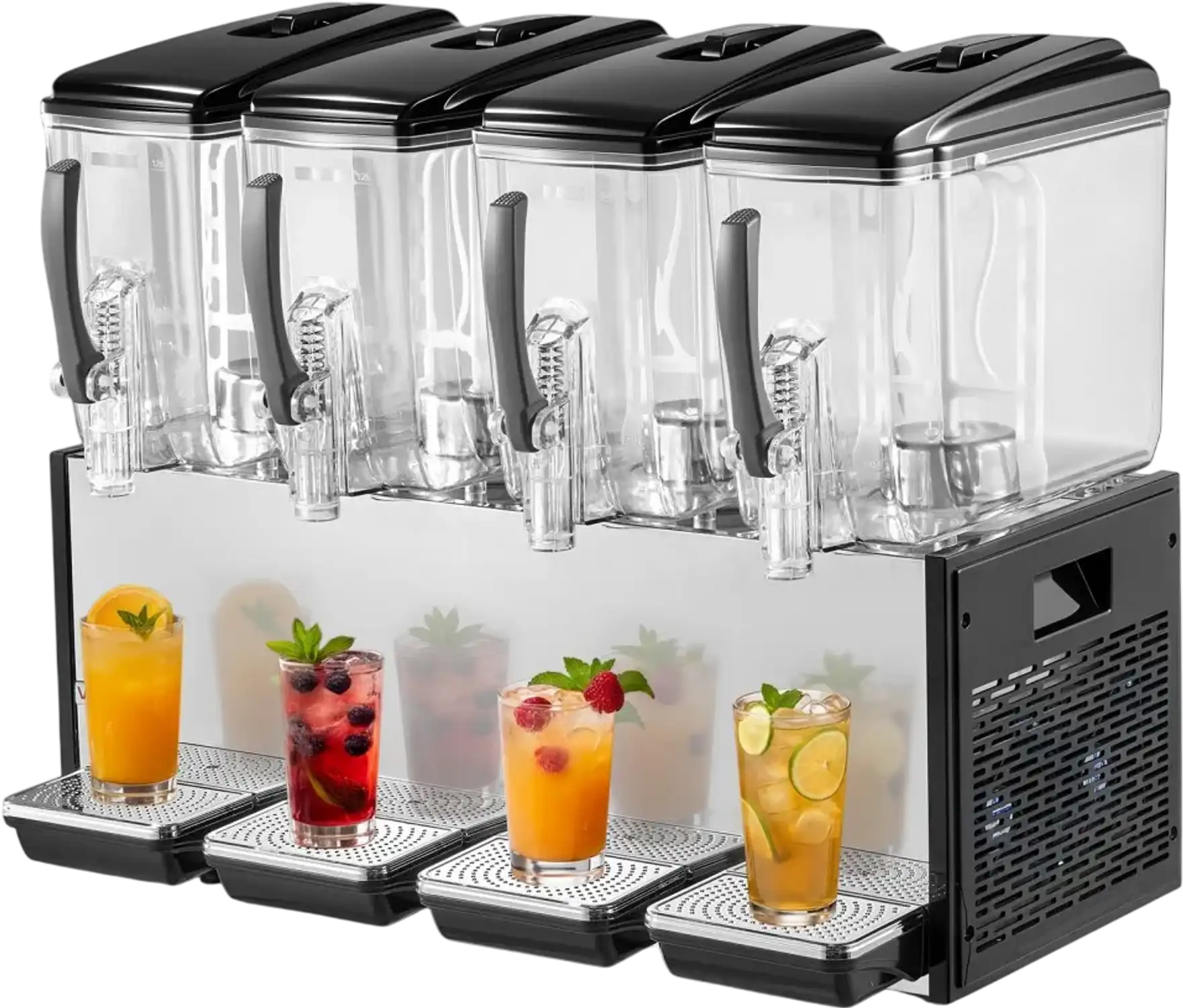 Vevor Commercial Beverage Dispenser 4-Tank 12 L Stainless Steel Juice Drink Machine New