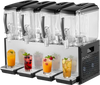 VEVOR Commercial Beverage Dispenser 4 Tanks 12 L / 12.7 QT Per Tank, Stainless Steel Juice Dispenser, Ice Tea Drink Machine with 45℉ to 54℉ Cooling Temperature, for Cold Drink Restaurant Bar Party