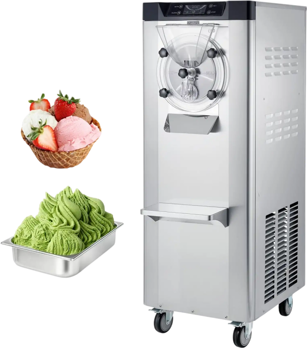 VEVOR Commercial Hard Ice Cream Machine, 2400W 3.17 to 5.28 Gallons per Hour, Gelato Hard Serve Ice Cream Maker with 10L 304 Stainless Steel Cylinder, Auto Clean LED Panel for Snack Bar Restaurants
