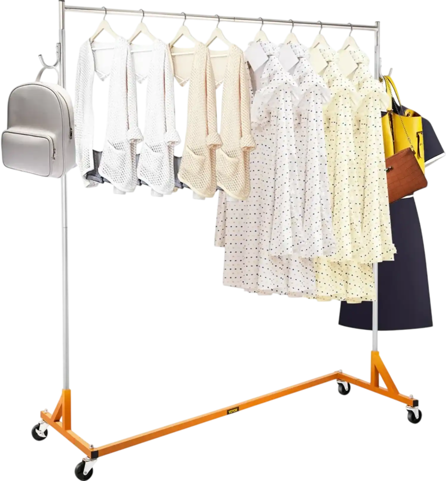 Vevor Garment Rack Rolling Z Base Clothing Rack with Lockable Casters 70.9