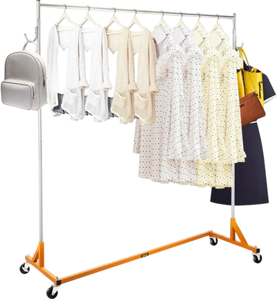 Vevor Garment Rack Rolling Z Base Clothing Rack with Lockable Casters 70.9