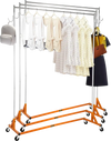 VEVOR Z Rack, Industrial Grade Z Base Garment Rack, Height Adjustable Rolling Z Garment Rack, Sturdy Steel Z Base Clothing Rack with Lockable Casters, for Home Clothing Store Display Orange (3 Sets)