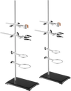 VEVOR Lab Stand Support, Laboratory Retort Support Stand 2 Sets, Steel Lab Stand 23.6" Rod and 8.3" x 5.3" Cast Iron Base, Includes Flask Clamps, Burette Clamps and Cross Clamps