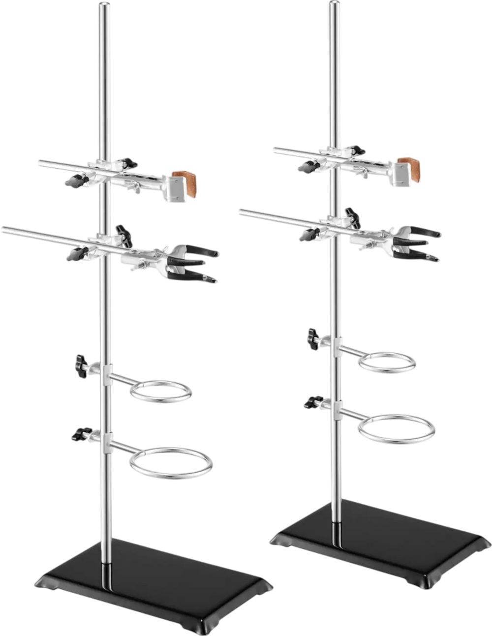 VEVOR Lab Stand Support, Laboratory Retort Support Stand 2 Sets, Steel Lab Stand 23.6" Rod and 8.3" x 5.3" Cast Iron Base, Includes Flask Clamps, Burette Clamps and Cross Clamps