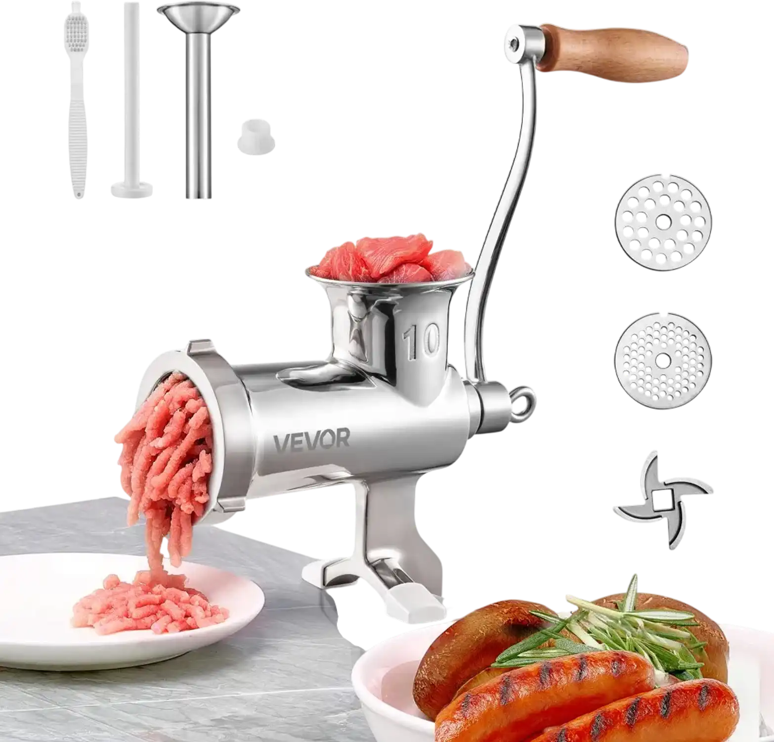 Vevor Meat Grinder Manual Stainless Steel Hand Crank Sausage Maker New