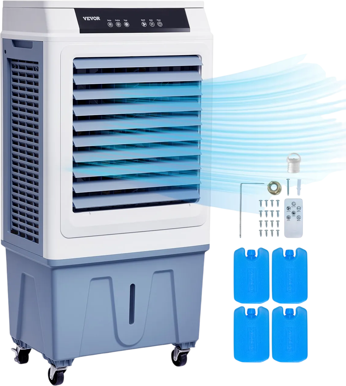 Vevor Evaporative Air Cooler 3100 CFM 9 Gal. Tank with 4 Ice Boxes Remote Control New