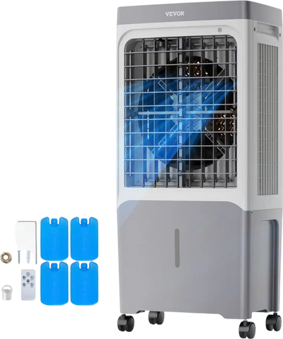 VEVOR Evaporative Air Cooler, 1800 CFM with 6.8 Gallon Water Tank Swamp Cooler, Portable Cooling Fan with Remote Control, 12H Timer, 4 Ice Boxes, Quiet Operation, 3 Wind Speeds for Outdoor Indoor Use