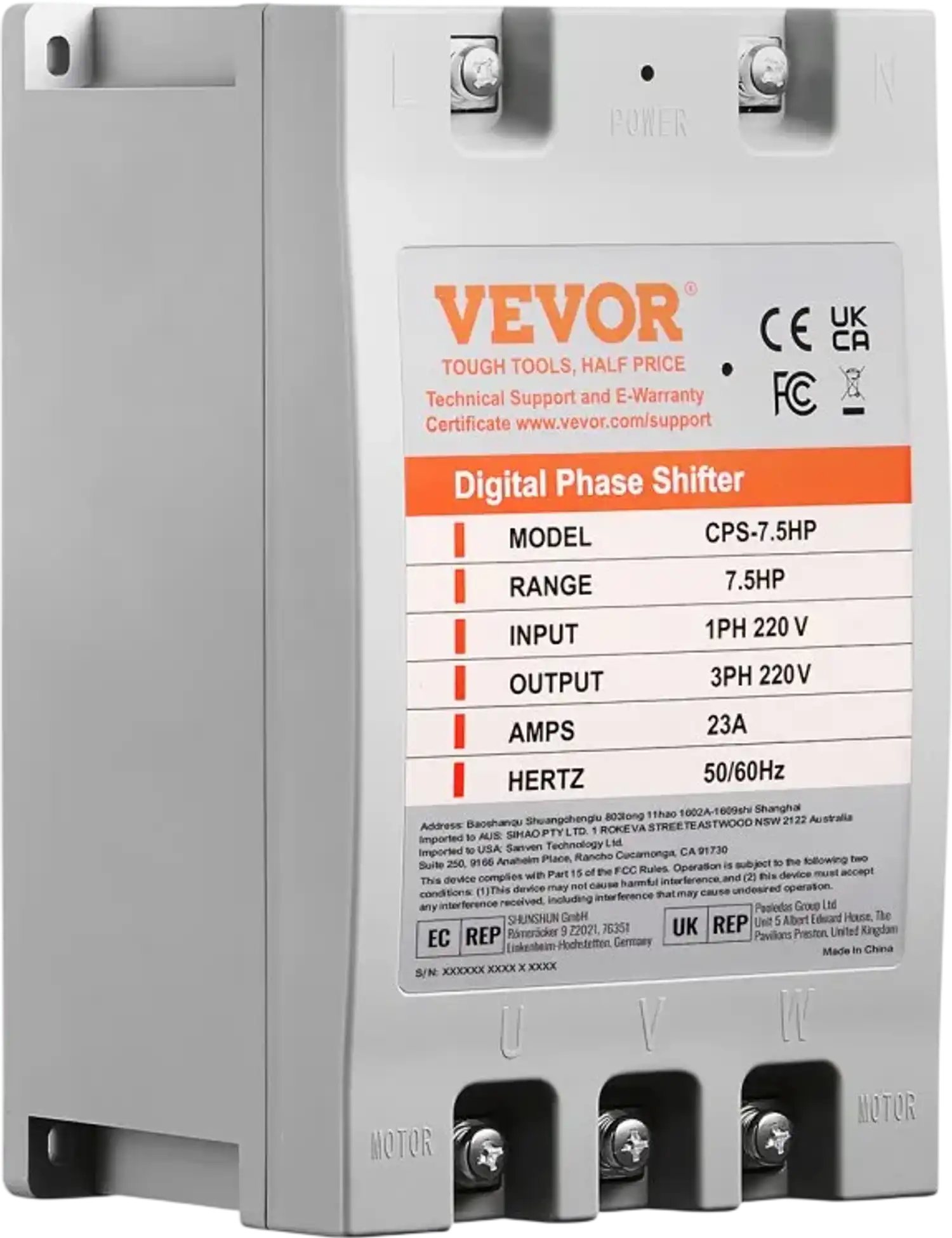 Vevor 3 Phase Converter 7.5HP 220V Digital Phase Shifter New