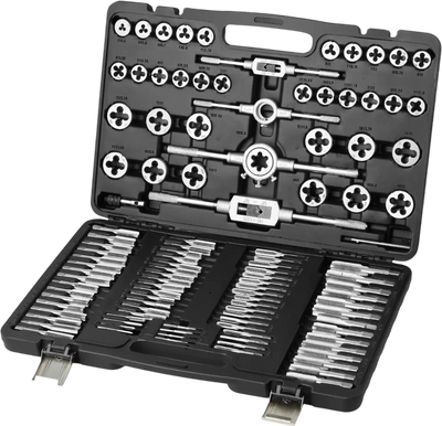 VEVOR Tap and Die Set, 110-Piece Include Metric Size M2 to M18, Bearing Steel Taps and Dies, Essential Threading Tool for Cutting External Internal Threads, with Complete Accessories and Storage Case