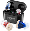 VEVOR Hearing Aids for Seniors, Rechargeable Hearing Amplifiers With Noise Cancelling and Volume Control, Digital In-Ear Hearing Assist Device with Charging Case and 8 Pair of Ear Domes