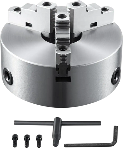 VEVOR 3-Jaw Lathe Chuck, 8'', Self-Centering Lathe Chuck, 0.16-8 in/4-200 mm Clamping Range with T-key Fixing Screws Hexagon Wrench, for Lathe 3D Printer Machining Center Milling Drilling Machine