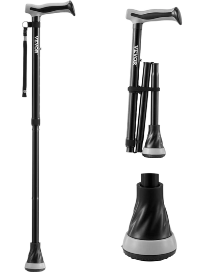 Vevor Walking Cane Foldable 8-Level Adjustable Height Anti-Slip Tip Mobility Aid New