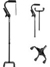 VEVOR Quad Walking Cane, 10-Level Height Adjustable Walking Stick with 4-Pronged Stable Base, Lightweight & Portable Aluminum Mobility Walking Aid for Seniors Adults Man Woman, 250LBS Loading Capacity